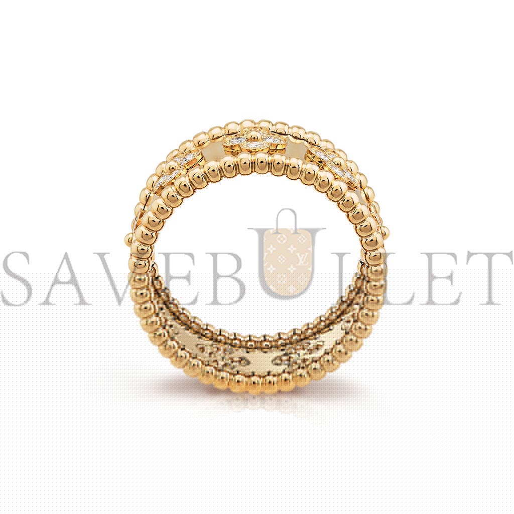 VAN CLEEF ARPELS PERLÉE CLOVERS RING, SMALL MODEL - YELLOW GOLD, DIAMOND  VCARO9NC00